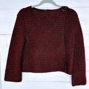 Magaschoni Womens Brown Sweater Wrap Crossover Front Shoulder Button Size Small